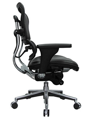 Eurotech Seating Ergohuman LEM6ERGLO(N) Mid Leather Seat/Mesh Back Swivel Chair, Black