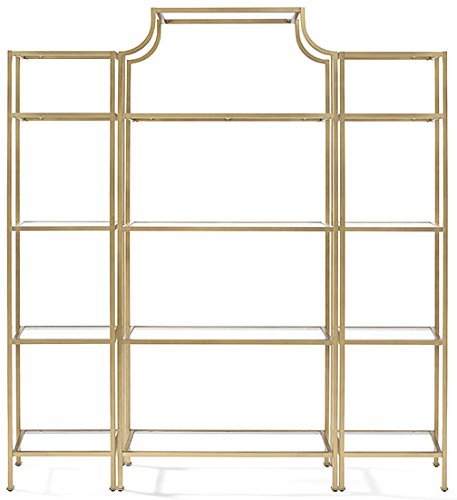 Crosley Furniture KF65004GL Aimee 3-Piece Etagere Bookcase Set - Gold and Glass