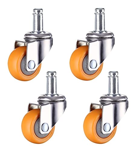 IkiCk 4 Office Chair Caster Wheels - Nylon Swivel Castors - Standard Stem 11x22mm - Brake - 50mm/2inch