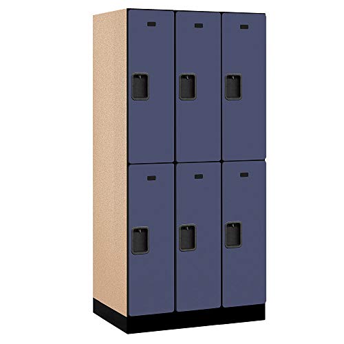 Salsbury Industries 2-Tier Designer Wood Locker, 6ft H x 21in D, Blue