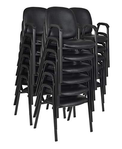 Romig Ace Vinyl Guest Stacking Chair with Arms (18 Pack) - Black