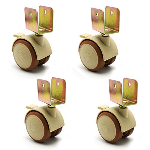 IkiCk Furniture Caster Wheels with U-Shaped Bracket - 1.9 Inch Swivel Casters with Brakes - 30kg Load - Screws Included