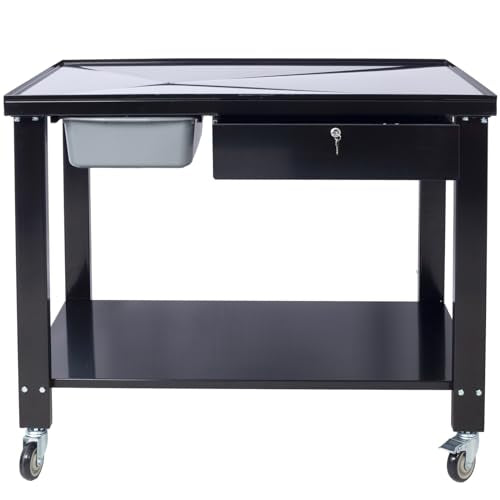 SPOFLYINN Transmission Teardown Work Station 1/2 Ton Capacity with Sloping Drain Table, Locking Drawer, and Caster Wheels