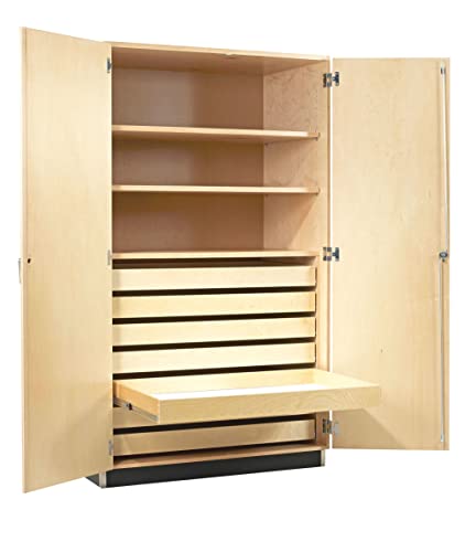 Diversified Woodcrafts Perspective Flat Paper Storage Cabinet with Drawers, Large, Maple