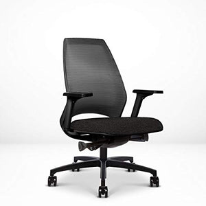 4U Ergonomic Chair, Home or Office Desk Chair, Slim 4-Way Resilient Mesh Back, Synchronized Tilt, Sliding Seat, Adj. Arms, Built-in Natural Lumbar Curve, Contract Grade 12 Year Warranty, Black