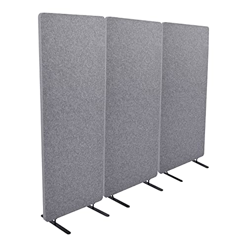 S Stand Up Desk Store ReFocus™ Raw Freestanding Acoustic Room Divider 3 Pack - Castle Gray, 24" X 62
