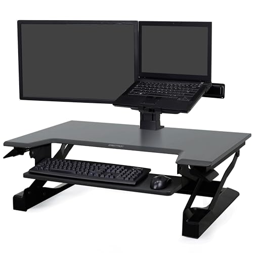 Ergotron WorkFit-T Standing Desk Converter with Monitor and Laptop Kit - Black, for Monitors Up to 24 inches
