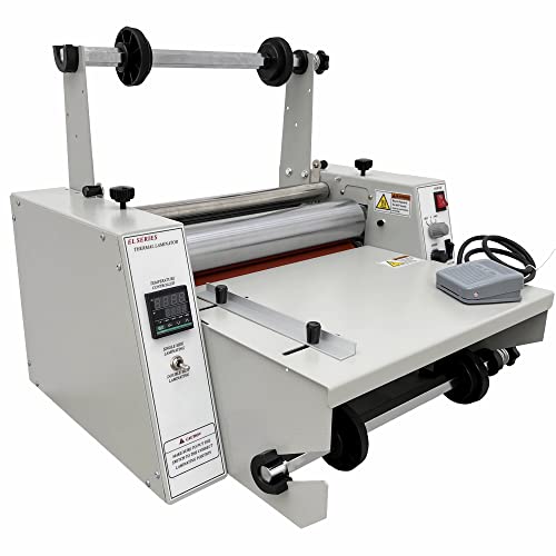 INTSUPERMAI Thermal Roll Laminator Machine 14.17in / 360mm Hot Cold 110V Single & Double Side Laminating Steel Rollers