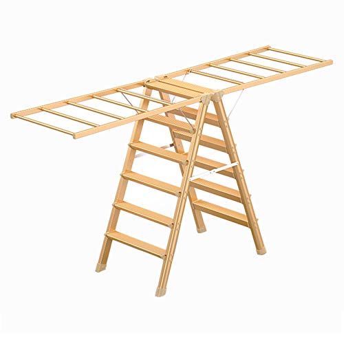QDY Foldable 6 Step Ladder Stool with Brackets - Indoor Household Hanger