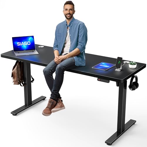 SIAGO Electric Standing Desk Adjustable - 63 x 24 Inch with Cable Management