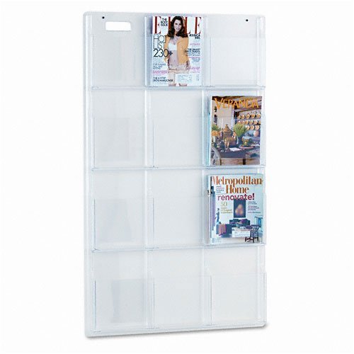 Safco Magazine Display Rack, Clear, 12-Pocket, Break-Resistant - 2 Pack