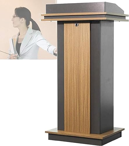 SMuCkS Wooden Lectern Podium for Classroom Teachers, Churches, Hotels - Speech Stand for Education & Training Banquets
