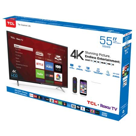 Roku Smart LED TV Large Screen 55" Class 4K Ultra HD (2160P) 55 S405 T.V Television Movie High Definition Watch Movies Shows