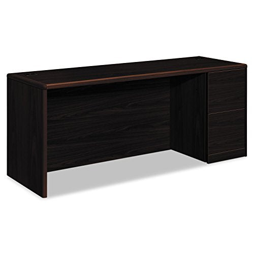 HON 10700 Left Credenza Desk Mahogany Finish, Right Pedestal