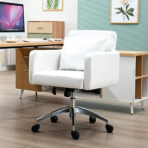 ZXCVB Game Chair Mid-Back Sofa Task Chairs Office Chair Swivel Leather Computer Desk Chairs with Thick Padding for Comfort and Lumbar Support (Color : White)