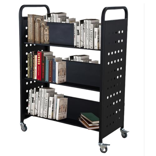 Garvee 200LBS Book Cart with Lockable Wheels, Black