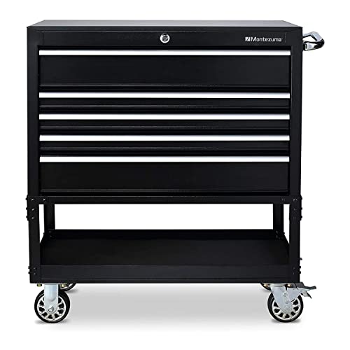 Montezuma 36" 5 Drawer Utility Cart with Multi-Tier Design & Latching Drawers