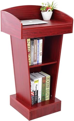 SMuCkS Lectern Podium Wood Floor-Standing with Storage Shelf (White Maple, 108x40x60cm)