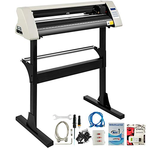 VEVOR Vinyl Cutting Plotter 720mm Professional White Cutter 3 Blades with Signmaster Software and Stand