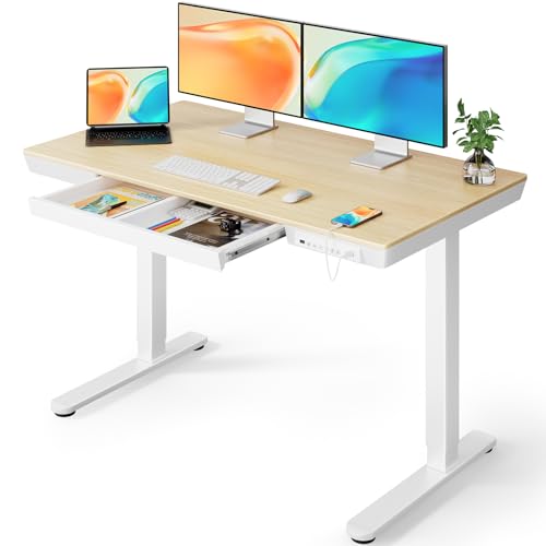 ErGear Electric Standing Desk with Drawer, 48 x 24 inch, USB Charging Ports
