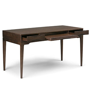 Simpli Home 3AXCHRP-10 Harper Solid Hardwood Mid Century Modern 60 inch Wide Writing Office Desk in Walnut Brown