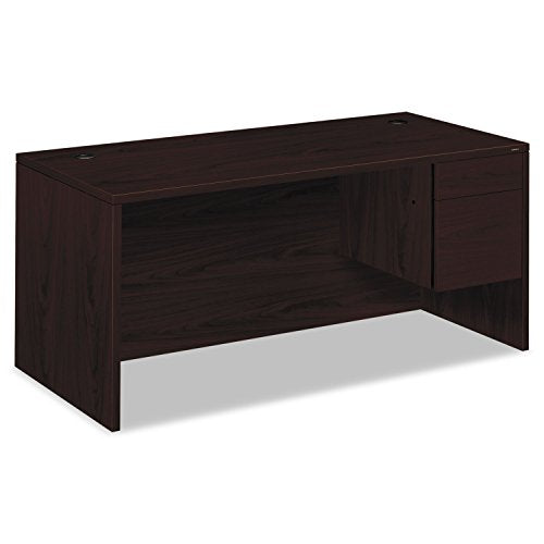 HON 10500 Series L Right 3/4-Height Pedestal Desk, Mahogany - 66" x 30" x 29-1/2