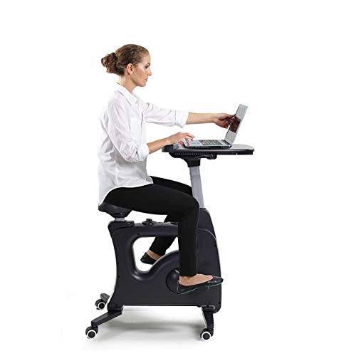 FLEXISPOT Home Office Workstation Upright Stationary Fitness Exercise Cycling Bike Height Adjustable Standing Desk - Deskcise Pro Black