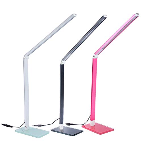 48 LED Eye Care Table Lamp, Desk Reading Light, Lighting LED, Night Lamp Lights, Toughened Glass, Dimmable, Adjustable, Flexible, Aluminum and PVC Material (White)