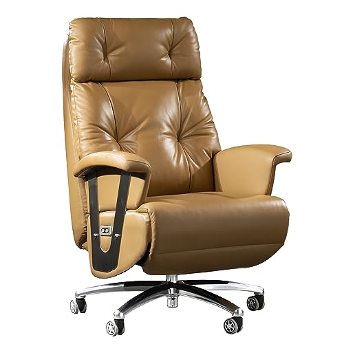 Kinnls Freya Power Recliner Chair with Footrest - Genuine Leather - Khaki