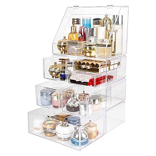 BinOxy Large Capacity Transparent Makeup Organizer with Lid