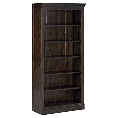 Ashley Furniture Signature Design - Townser Bookcase - Contemporary - 5 Adjustable Shelves - Solid Pine - Grayish Brown Finish