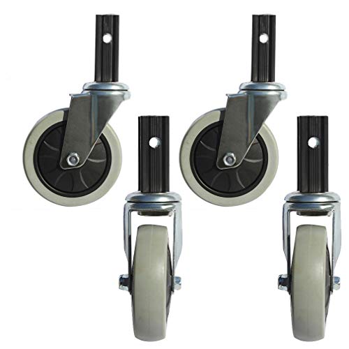 VKEID 4in Rubber Swivel Stem Caster Set of 4 - Gray, 400kg Capacity