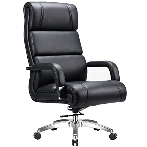 CBLdF Boss Chairs Managerial Executive Chair with Lumbar Support, 170° Reclining Swivel Office Chair with Footrest, Ergonomic PU Leather Computer Chair - Brown