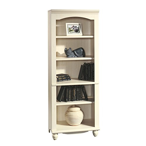 Sauder Harbor View Library/Book Shelf, Antiqued White Finish, 27.21" x 17.48" x 72.24