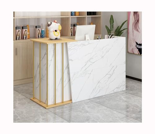 GLDWEY Reception Counter Marble Color 140x40x90cm - Ideal for Various Businesses