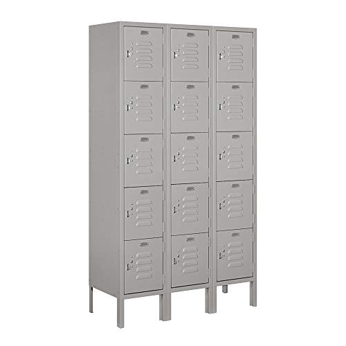 Salsbury Industries 5-Tier Box Style Metal Locker, 5-Feet High, 12-Inch Deep, Gray