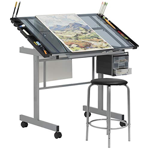 SD Studio Designs Vision Modern Metal Drafting Table with Angle Adjustable Top