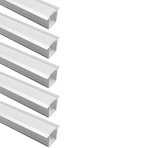 LightingWill U Shape LED Aluminum Channel 20Pack - Anodized Silver 6.6ft/2M - 36x24mm - 20mm Width - for Cabinet Kitchen LED Strip Lighting