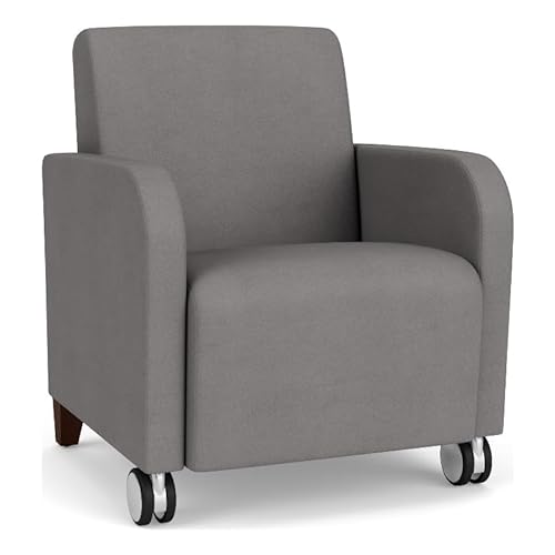 Lesro Siena 17.5" Polyurethane Lounge Reception Guest Chair in Gray/Walnut