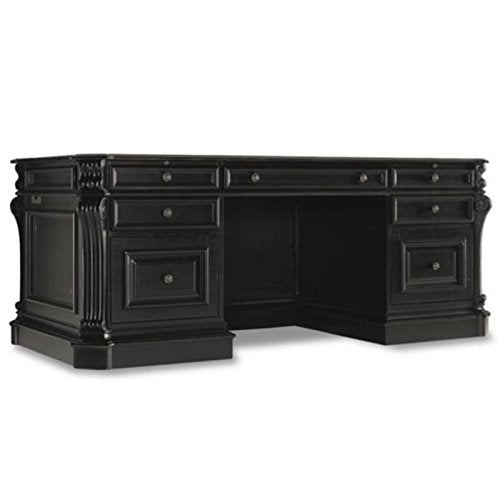 Bowery Hill Executive Desk with File Drawers in Black Paint Finish