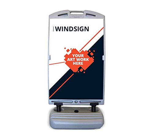 BANNER BUZZ MAKE IT VISIBLE Wind Sign, Outdoor Advertising Sidewalk Sign Frame, Wheels on Base, Single & Double Sided Graphic with Hardware, 2'X3' (Double Side Display Panel)