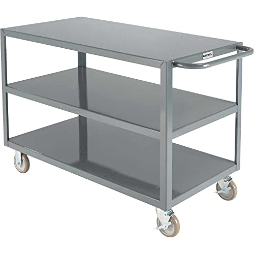 Ballymore Welded Steel Utility Cart, 3 Flush Shelves, 24"Wx48"L
