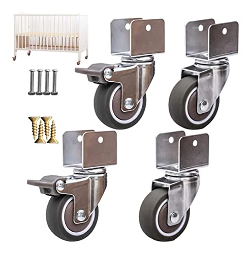 IkiCk Small Swivel Furniture Caster Wheels 1.25 Inch Rubber Wheels - Load 60Kg