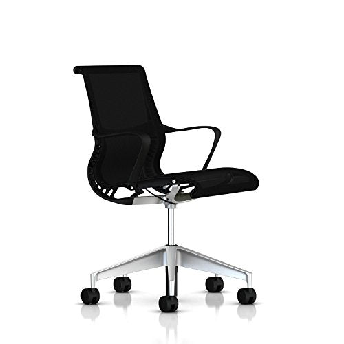 Herman Miller Setu Chair: Ribbon Arms - Hard Floor Casters - Graphite Frame - H-Alloy Base - Graphite Lyris
