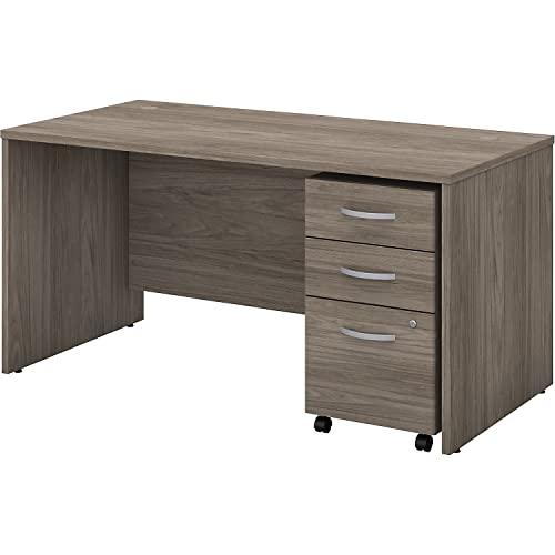 Bush Business Furniture Studio C 60-inch W Computer Desk with Mobile File Cabinet Bundle, Modern Hickory