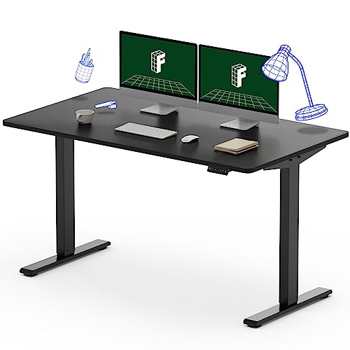 FLEXISPOT Electric Height Adjustable Standing Desk 55 x 28 Inches - Black Frame + Black Top
