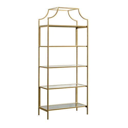 Sauder International Lux Bookcase, Satin Gold Finish