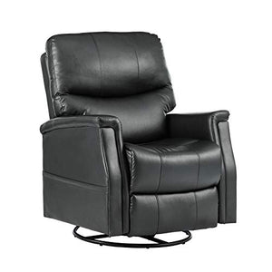 eclife Massage Recliner Chair with Lumbar Heating, 360 Degree Swivel& Rocking, Ergonomic Lounge Chair, Reclining Sofa for Living Room, Side Pocket， Remote Control (Black + PU, Swivel+Rocking)