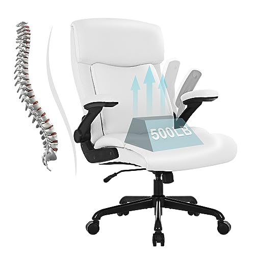 Ralex-Chair Executive Big and Tall Leather Office Chair 500lbs, White