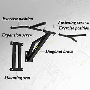Heavy Duty Pull Up Bar Wall Mounted Chin Up Bar Dip Stand Power Tower, Multifunctional Upper Body Workout Bar, Home Gym Fitness Strength Training Equipment